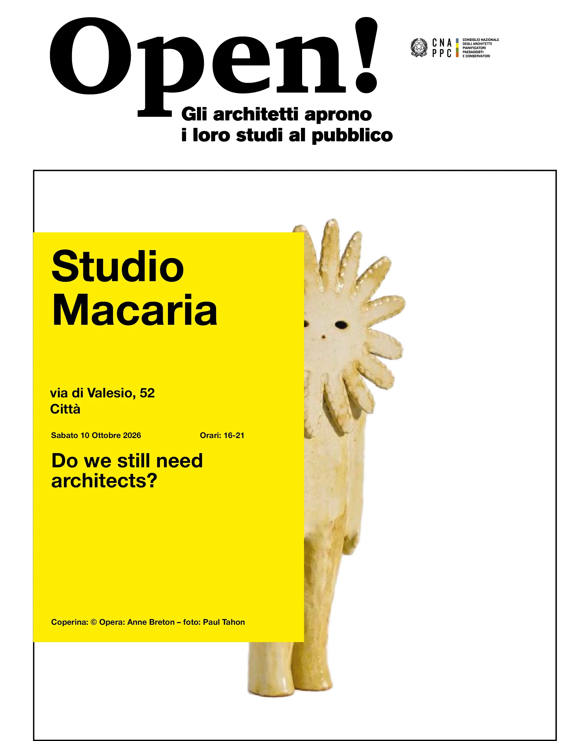 Open! Gli architetti aprono i loro studi al pubblico — Studio Macaria, 10 ottobre 2026